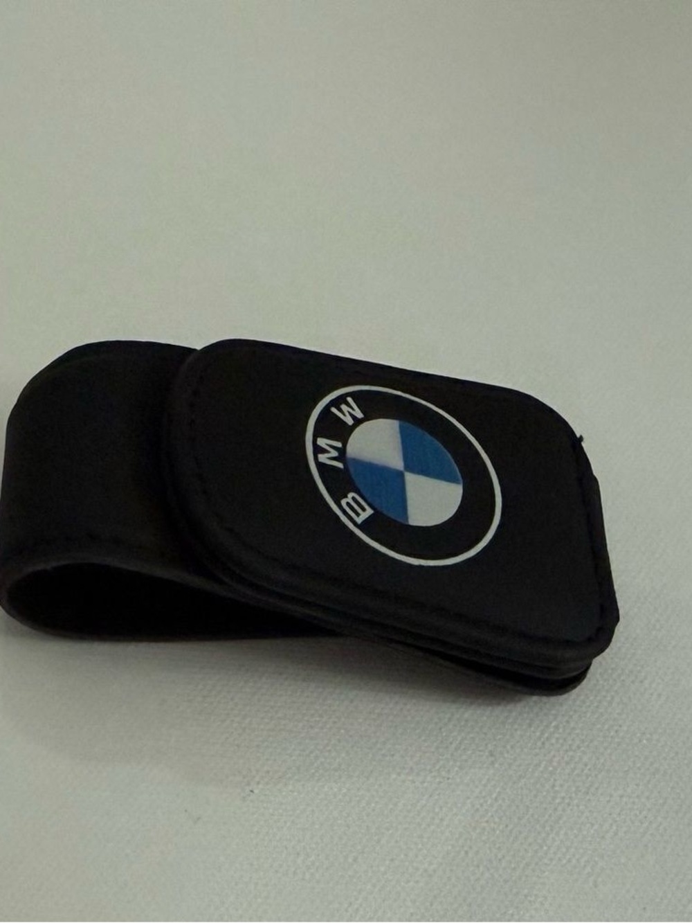 BMW Black Leatherette Money Clip with Blue and White Emblem